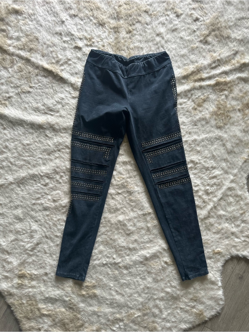 Vocal Black Skinny Jeggings with Studded Panel Detail